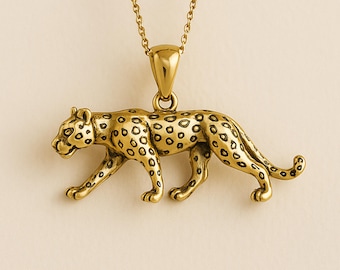 Mens Personalised Gold Plated Sterling Silver Tiger Necklace