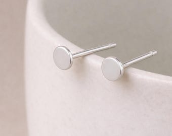 Micro Sterling Silver Disc Stud Earrings – 3mm