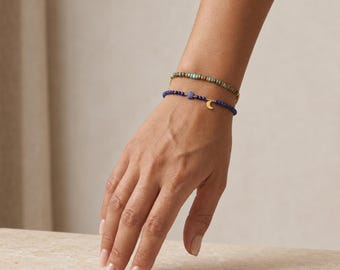 African Turquoise Bead Bracelet With Gold Plating