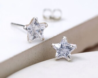 Tiny Sterling Silver Star Stud Earrings