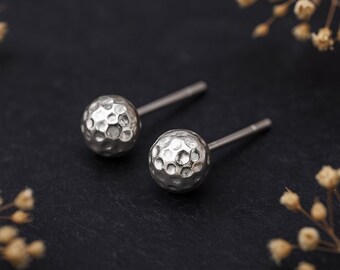 Sterling Silver Hammered Ball Stud Earrings