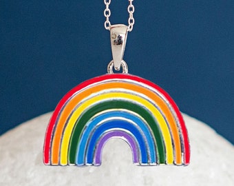 Personalised Sterling Silver Rainbow Necklace