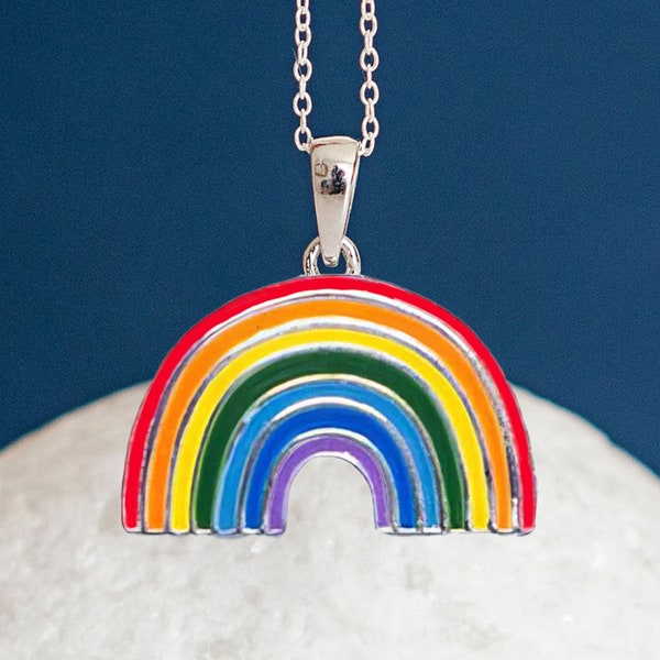 Collier arc-en-ciel personnalisé en argent sterling