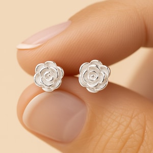 Sterling Silber Rose Blume Ohrstecker