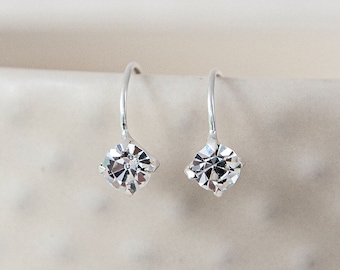 Sterling Silver Simple CZ Drop Earrings