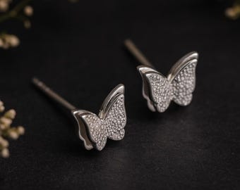 Sterling Silver Butterfly Stud Earrings