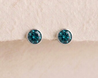 December Topaz Birthstone Stud Earrings In Sterling Silver