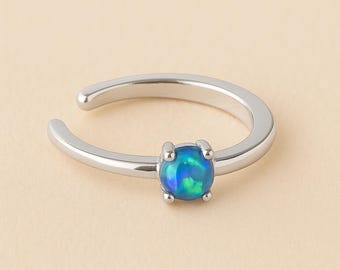 Sterling Silver Blue Opal Ear Cuff