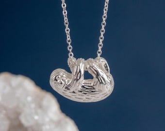 Personalised Sloth Necklace in Sterling Silver