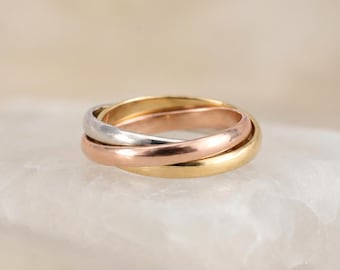 Gold Plated Sterling Silver Russian Interlinked Trinity Wedding Ring