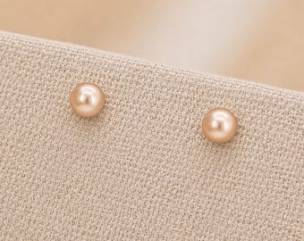 3mm Sterling Silver Gold Pearl Stud Earrings