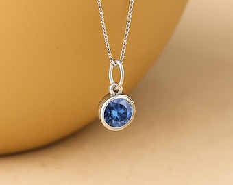Personalised Sterling Silver September Sapphire Birthstone Necklace