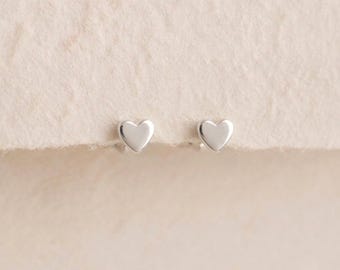Personalised Tiny Heart Stud Earrings In Sterling Silver