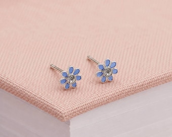 5mm Sterling Silver Blue Forget Me Not Stud Earrings
