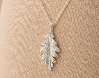 Personalised Sterling Silver Oak Leaf Pendant Necklace