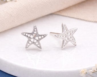 Sterling Silver Dotty Starfish Stud Earrings – 8mm