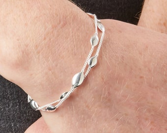 Adjustable Sterling Silver Pebble Chain Bracelet