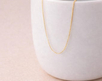 Gold Plated Sterling Silver 0.8mm Diamond Cut Curb Chain – 16in To 20in