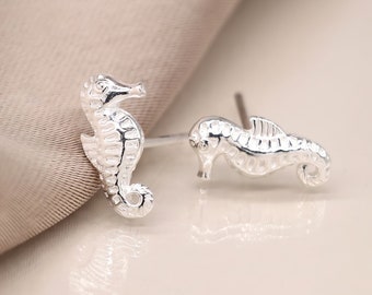 Sterling Silver Seahorse Stud Earrings