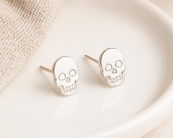 Sterling Silver Skull Stud Earrings – 8mm