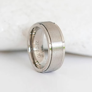 Personalised Silver Stainless Steel Spinner Ring