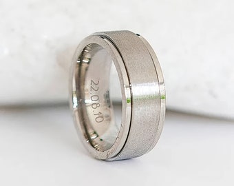 Personalised Silver Stainless Steel Spinner Ring