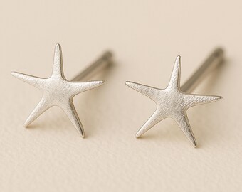 Large Sterling Silver Starfish Stud Earrings