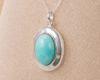 Personalised Sterling Silver Amazonite Gemstone Photo Locket Necklace