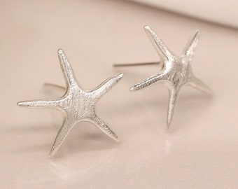 Large Sterling Silver Starfish Stud Earrings
