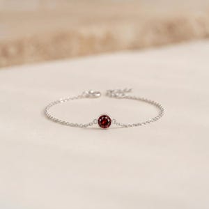 Personalised July Ruby Birthstone Bracelet in Sterling Silver