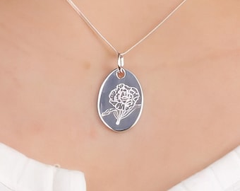 Sterling Silver January Birth Flower Necklace