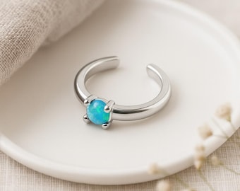 Sterling Silver Opal Ear Cuff – Dainty Non-Pierced Cartilage Gift