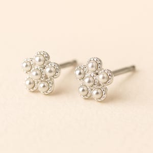 Sterling Silber Perle Daisy Blume Ohrstecker