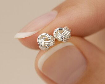 Mini Sterling Silver Love Knot Stud Earrings