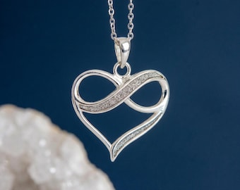 Personalised Infinity Heart Necklace in Sterling Silver