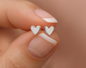 Mini Sterling Silver Heart Stud Earrings