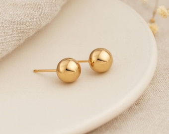 9ct Yellow Gold Ball Stud Earrings – 6mm, Solid Gold Everyday Jewellery