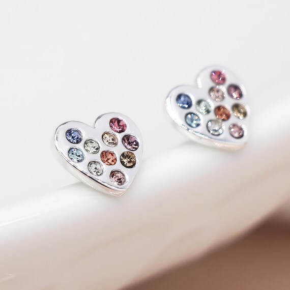Orecchini a perno in argento sterling 925 rodiato con zirconi e