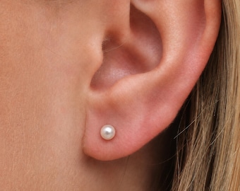 5mm Sterling Silver Pearl Stud Earrings