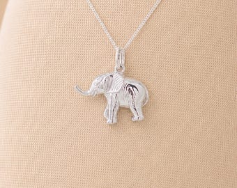 Personalised Sterling Silver Baby Elephant Pendant Necklace