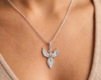 Personalised Phoenix Pendant Necklace in Sterling Silver