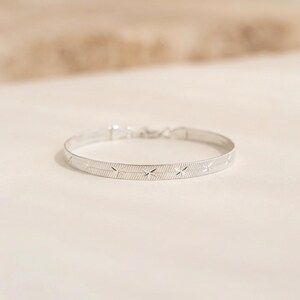 Flat Triple Herringbone Star Bracelet in Sterling Silver
