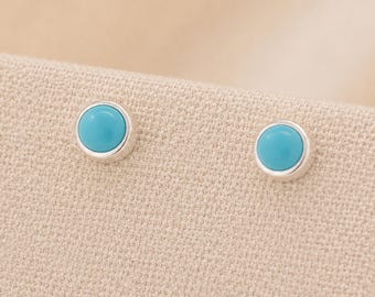4mm Sterling Silver Turquoise Stud Earrings