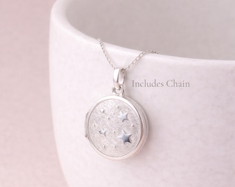 Personalised Sterling Silver Galaxy Star Photo Locket Necklace
