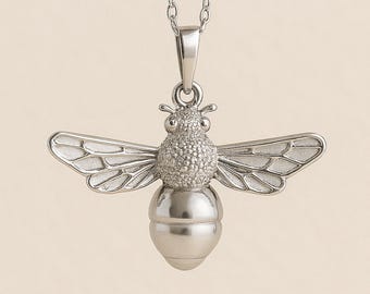 Personalised Chunky Sterling Silver Bumble Bee Necklace