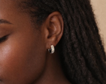 Small Sterling Silver Sunbeam Hoop Earrings: Oxidized Celestial Jewelry