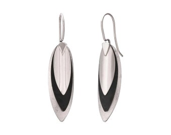 Sterling Silver Leaf Trio Drop Earrings