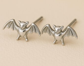 Sterling Silver Bat Stud Earrings