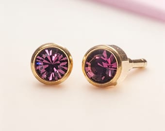 18ct Gold Plated February Birthstone Stud Earrings