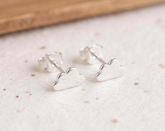Personalised Tiny Cloud Stud Earrings in Sterling Silver